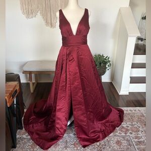 Elegant Burgundy Evening Gown